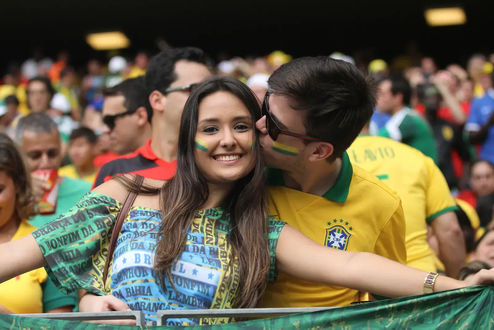 Beautiful Brazil fan celebrating