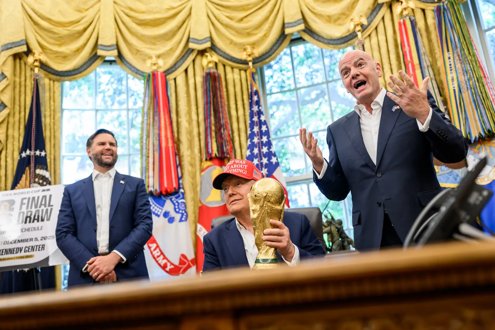 Gianni Infantino and Donald Trump at the White House ahead of the 2026 World Cup