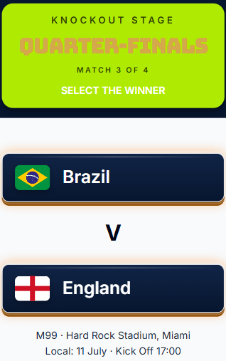 Brazil v England - Quarter-Finals, Match 3 of 4, Hard Rock Stadium Miami, 11 July